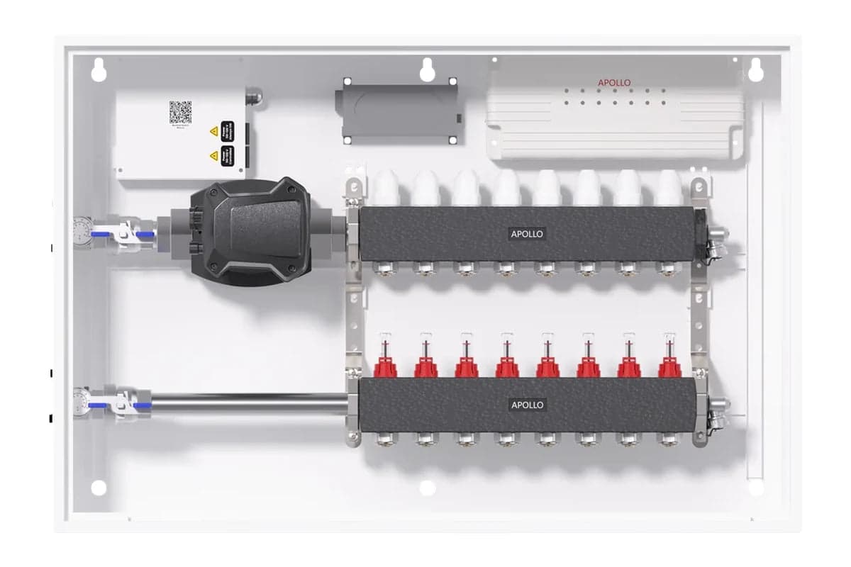 All-in-one radiant floor manifold station.