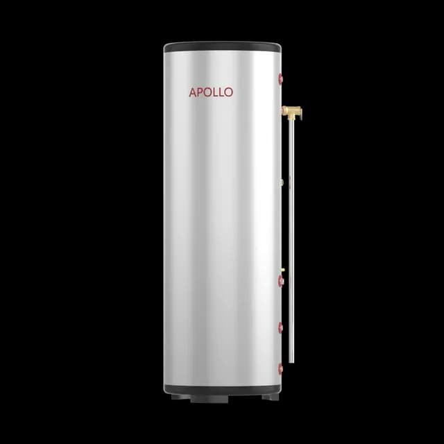 Stainless steel domestic hot water tank for geothermal water-to-water heat pump systems.