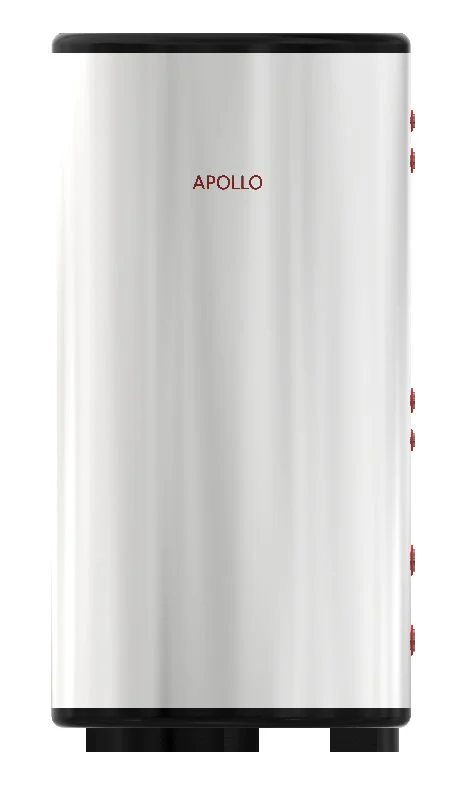 Apollo DHW160 MAX stainless water heater tank shown from the front