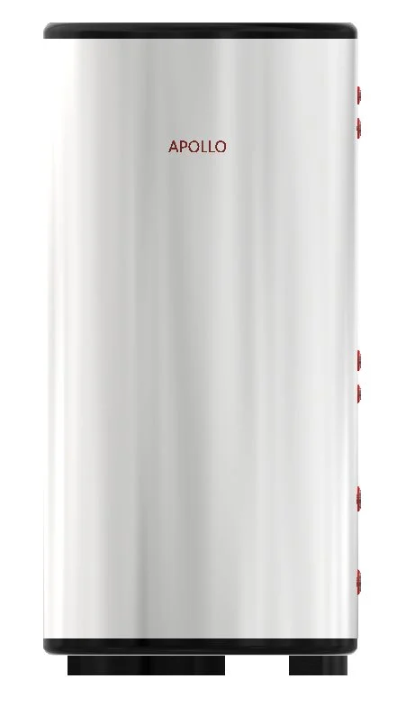 Apollo DHW200 MAX stainless water heater tank shown from the front